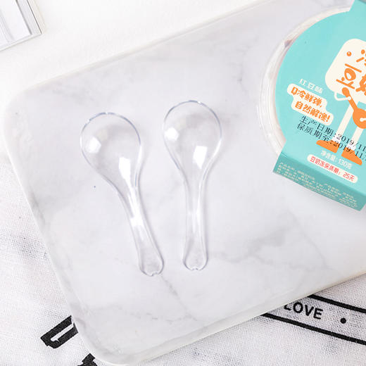 喇叭花 一次性勺子塑料汤勺加厚外卖饭勺甜品勺调羹PS水晶勺100支 商品图5