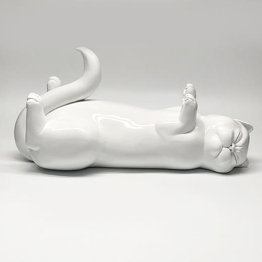 薛继业雕塑 签名版玻璃钢雕塑 大白睡猫 商品图0