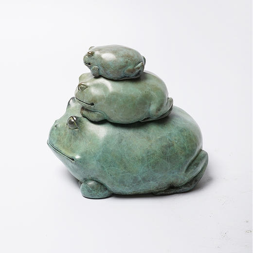 不仁斋 薛继业雕塑 文房镇纸 铸铜限量蛤蟆塔 商品图1