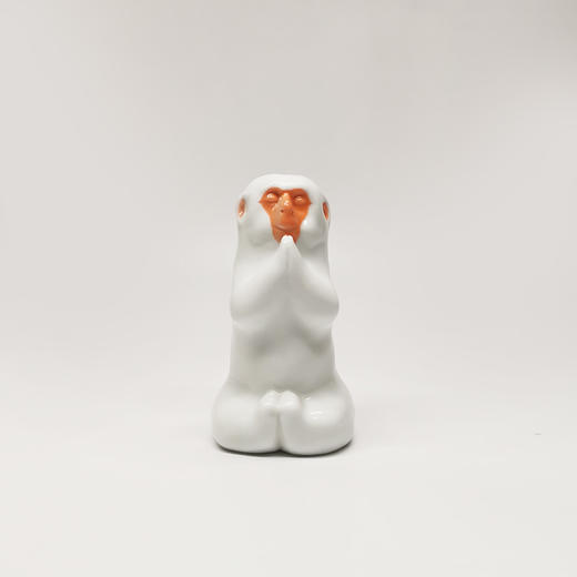 不仁斋 薛继业 陶瓷雕塑系列 己亥年坐禅猴 文房摆件 茶宠 商品图4