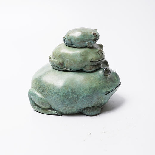 不仁斋 薛继业雕塑 文房镇纸 铸铜限量蛤蟆塔 商品图3