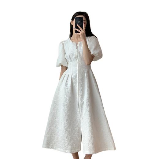 【优雅赫本风】白色连衣裙 收腰显瘦 泡泡袖气质女神裙 商品图4