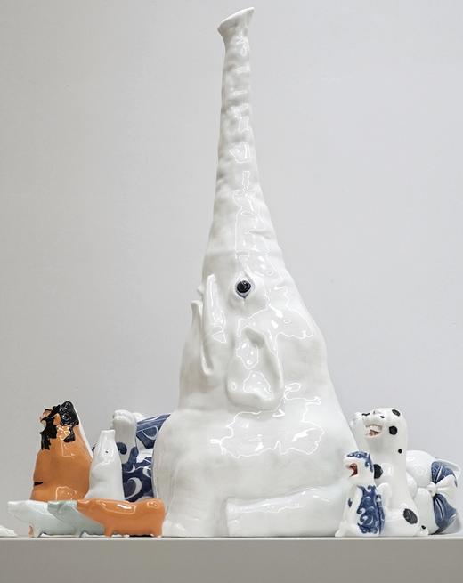 不仁斋 薛继业 陶瓷雕塑 白瓷大象 商品图0