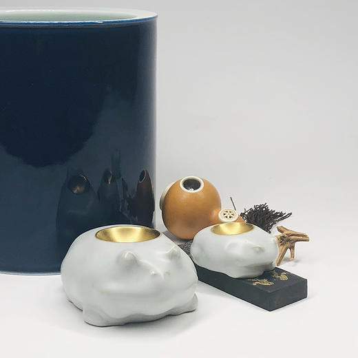 不仁斋外观专利 薛继业 惜墨如金蛤蟆笔舔 汝窑陶胎青釉 本金墨池 商品图3