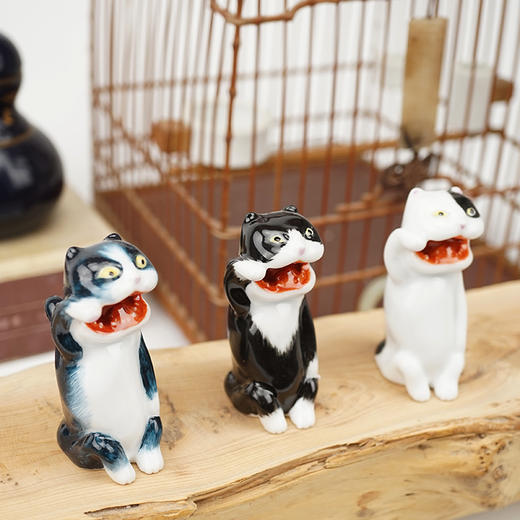 不仁斋外 经典款 釉上彩 手绘迷你招财猫 商品图3