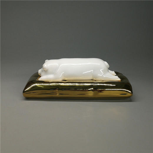 不仁斋 薛继业陶瓷 高白釉 影青釉 财库猪 财库枕  镶金釉面 商品图4