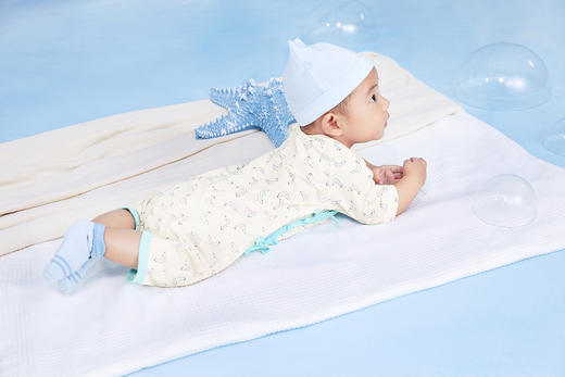 英氏新生婴儿短袖连体衣夏季凉感速干薄款系带和蛤YLHBJ21002A01 商品图8