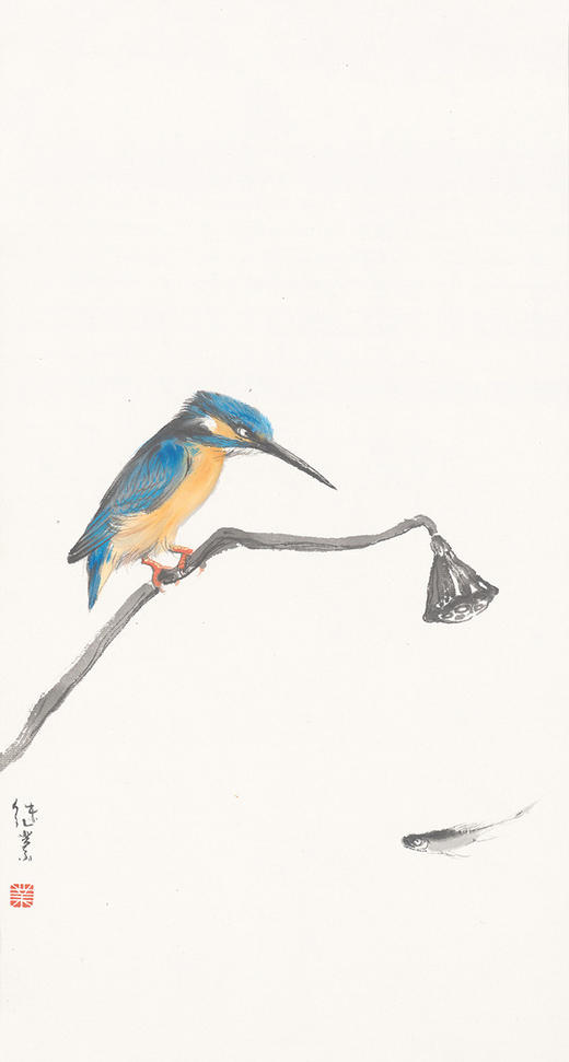薛继业高仿微喷版画《小鱼翠鸟》 商品图0