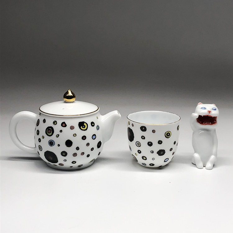 不仁斋 薛继业 水墨贴花眼纹双杯茶壶