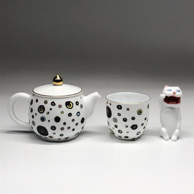 不仁斋 薛继业 水墨贴花眼纹双杯茶壶