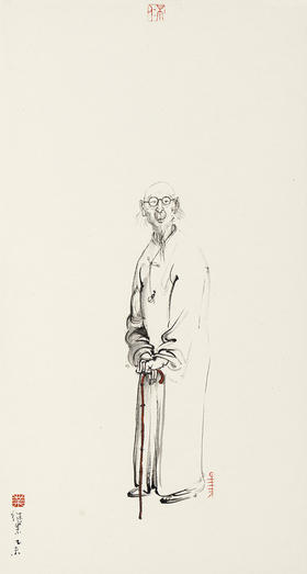 薛继业高仿微喷版画《红拐棍白石》