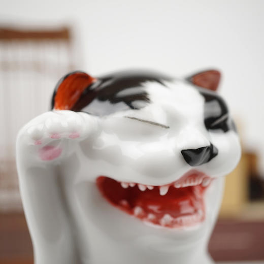 不仁斋 陶瓷雕塑  釉上彩手绘 招财猫ob 商品图1