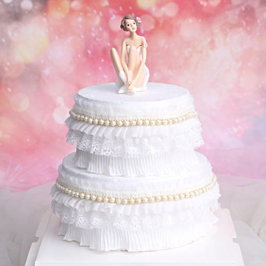 蕾丝蛋糕围边 （布艺珍珠围边6寸/8寸&多色纱花） 蛋糕围边蕾丝网纱 网红蛋糕装饰 商品图2