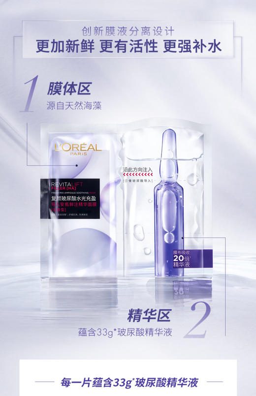 【海关保税直发】欧莱雅玻尿酸安瓶精华面膜-会员5折 商品图1
