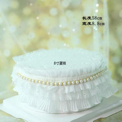 蕾丝蛋糕围边 （布艺珍珠围边6寸/8寸&多色纱花） 蛋糕围边蕾丝网纱 网红蛋糕装饰 商品图4
