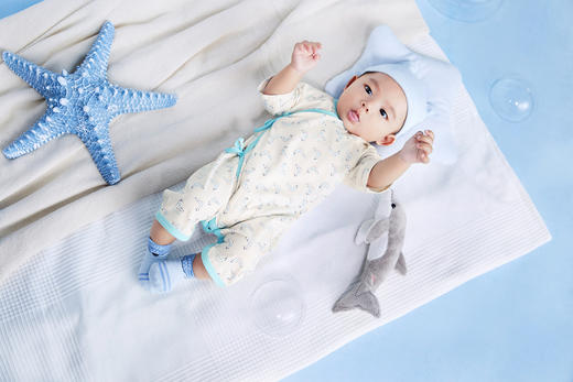 英氏新生婴儿短袖连体衣夏季凉感速干薄款系带和蛤YLHBJ21002A01 商品图6