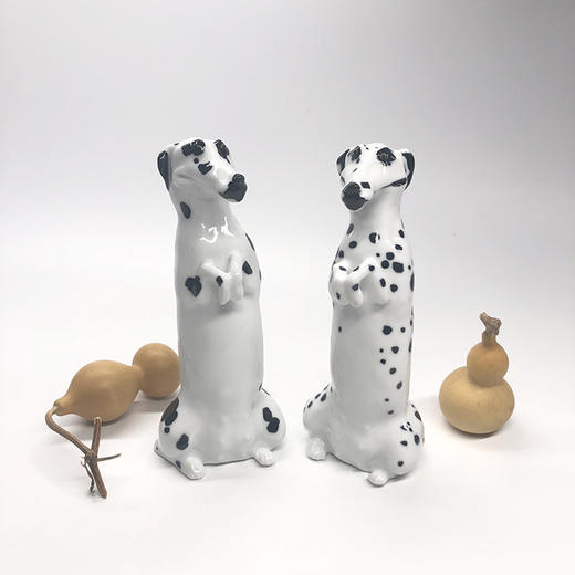 不仁斋新品 薛继业 雕塑 瓷胎 釉下黑 斑点狗 商品图0