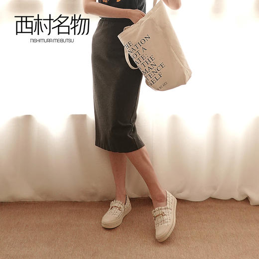 miuo西村名物2021春平底小香风渔夫鞋草编粗花呢仙女鞋松糕鞋女 商品图2