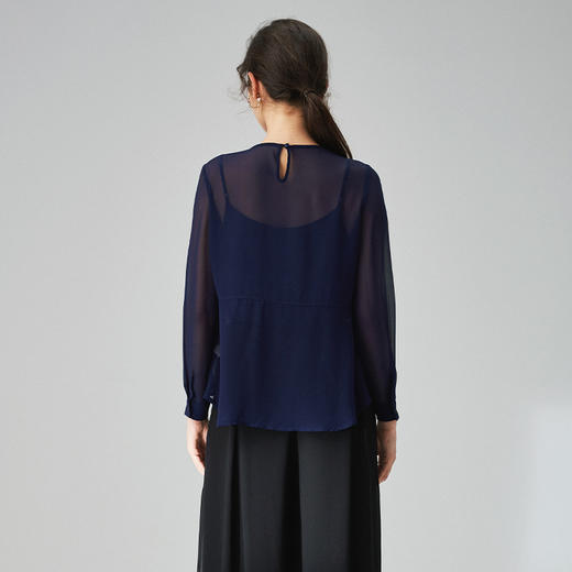 METTE2021年春夏新品女士超薄衬衫时尚两件套内搭吊带抽褶上衣 商品图2