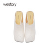westory女鞋2021夏季新款真皮尖头高跟一字拖包头凉拖W21AH53421 商品缩略图3