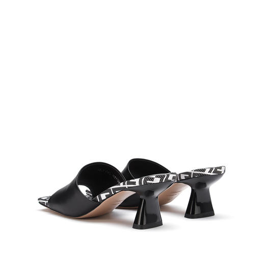 westory女鞋2021夏季新款时尚方头简约大气中跟扁粗跟可外穿穆勒拖鞋女S21BJ15711 商品图3