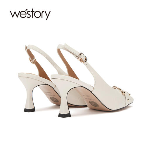 westory女鞋2021年夏季新款漆皮尖头高跟细跟后空凉鞋W21AH53131 商品图3