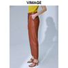 VIMAGE纬漫纪高腰显瘦九分皮裤休闲裤裤子V1505101 商品缩略图3