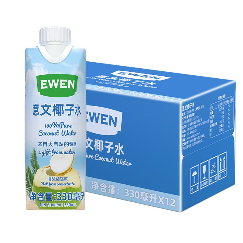 意文EWEN进口椰子水330ml*12瓶