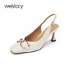 westory女鞋2021年夏季新款漆皮尖头高跟细跟后空凉鞋W21AH53131 商品缩略图2