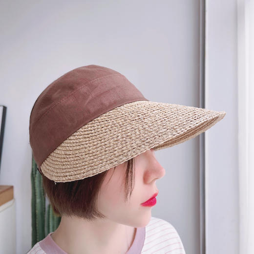 空顶遮阳帽女网红ins同款可调节草帽沙滩度假防晒帽韩版潮 商品图0