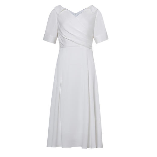 VIMAGE纬漫纪V领雪纺收腰长裙高腰中长款连衣裙V1507164 商品图4