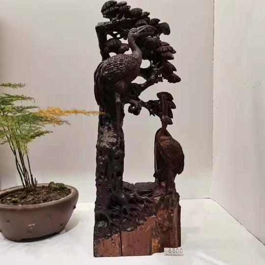 松鹤延年°小叶紫檀木雕摆件 商品图0