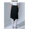 VIMAGE纬漫纪舒适显瘦黑色修身开叉半身裙中长款不规则半裙V1506106 商品缩略图3
