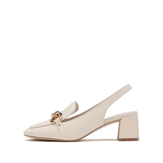 westory女鞋2021夏季新款妈妈鞋方头金属扣通勤舒适中低跟包头凉鞋女S21AH53161 商品图3