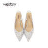 westory女鞋2021夏季新款漆皮尖头高跟鞋细跟后空凉鞋S21AH53471 商品缩略图3