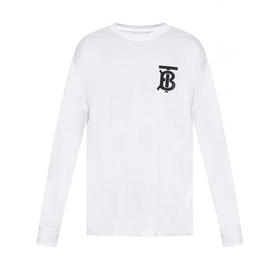 【二】BURBERRY 巴宝莉 男士棉质TB专属标识图案印花圆领长袖T恤 白色 8024600 A1464