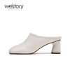 westory女鞋2021夏季新款真皮尖头高跟一字拖包头凉拖W21AH53421 商品缩略图1