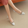 westory女鞋2021夏季新款马衔扣网纱方头百搭通勤细高跟浅口单鞋女S21AE53601 商品缩略图4