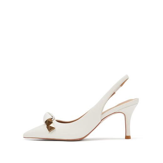 westory女鞋2021夏季新款浅口蝴蝶结柳丁扣细高跟浅口单鞋包头凉鞋女夏S21AH53491 商品图1