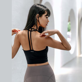 【裸感面料】挂脖T型美背 带胸垫运动背心女 健身 瑜伽 可外穿吊带