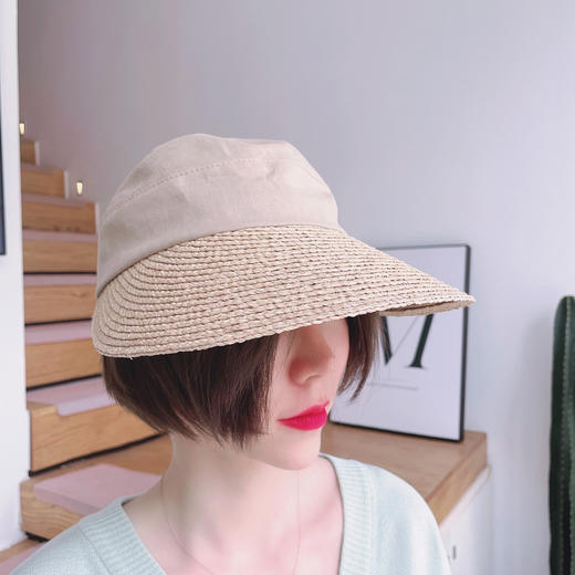 空顶遮阳帽女网红ins同款可调节草帽沙滩度假防晒帽韩版潮 商品图3