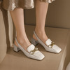 westory女鞋2021夏季新款妈妈鞋方头金属扣通勤舒适中低跟包头凉鞋女S21AH53161 商品缩略图1