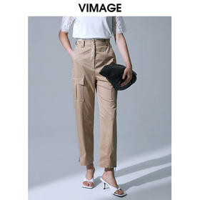 VIMAGE纬漫纪夏季通勤百搭九分高腰显瘦直筒九分裤职业西裤裤子V1505106
