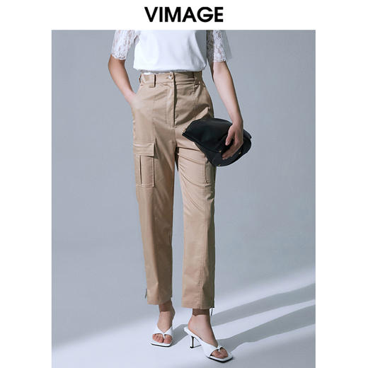VIMAGE纬漫纪夏季通勤百搭九分高腰显瘦直筒九分裤职业西裤裤子V1505106 商品图0