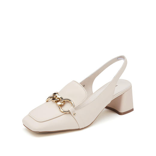 westory女鞋2021夏季新款妈妈鞋方头金属扣通勤舒适中低跟包头凉鞋女S21AH53161 商品图2