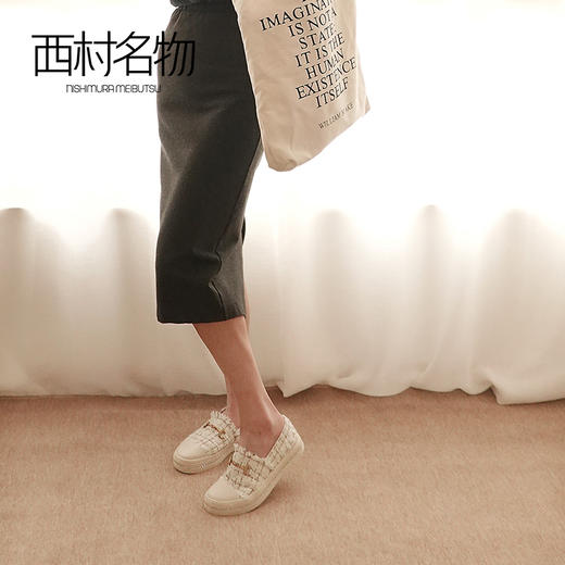 miuo西村名物2021春平底小香风渔夫鞋草编粗花呢仙女鞋松糕鞋女 商品图3