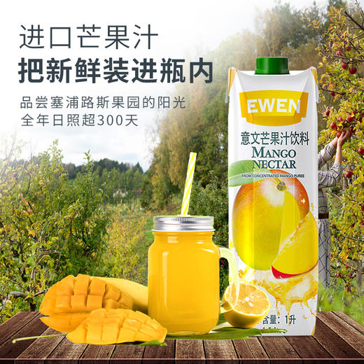 意文ewen塞浦路斯进口芒果汁饮料1l盒