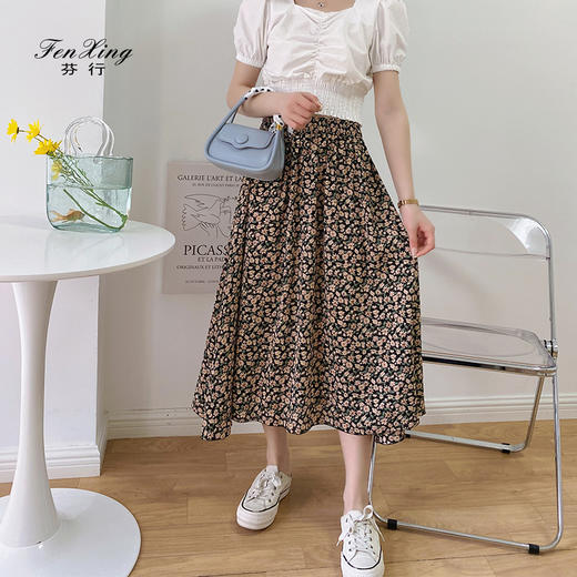 【芬行】2021夏季新款韩国丝花朵裙 商品图2