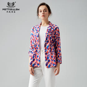METTE2021年夏季新品女士小西装时尚气质通勤休闲薄款印花外套女