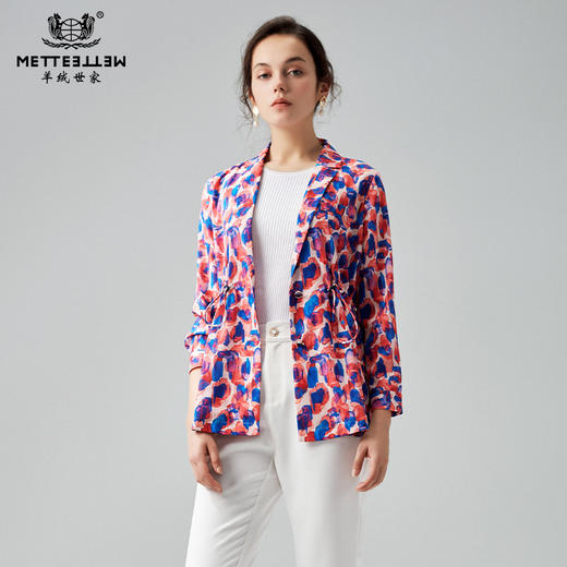 METTE2021年夏季新品女士小西装时尚气质通勤休闲薄款印花外套女 商品图0